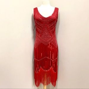 1920s Flapper Dress Bright Red Gatsby Harlem NWT